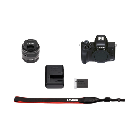 Canon EOS M50 Mark II Mirrorless Camera with 15-45mm Lens (Black) — Being Shipped