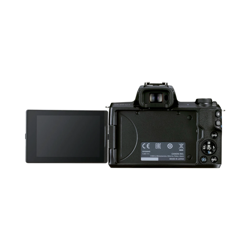 Canon EOS M50 Mark II Mirrorless Camera with 15-45mm and 55-200mm Lenses (Black) — Being Shipped