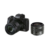 Canon EOS M50 Mark II Mirrorless Camera with 15-45mm and 55-200mm Lenses (Black) — Being Shipped