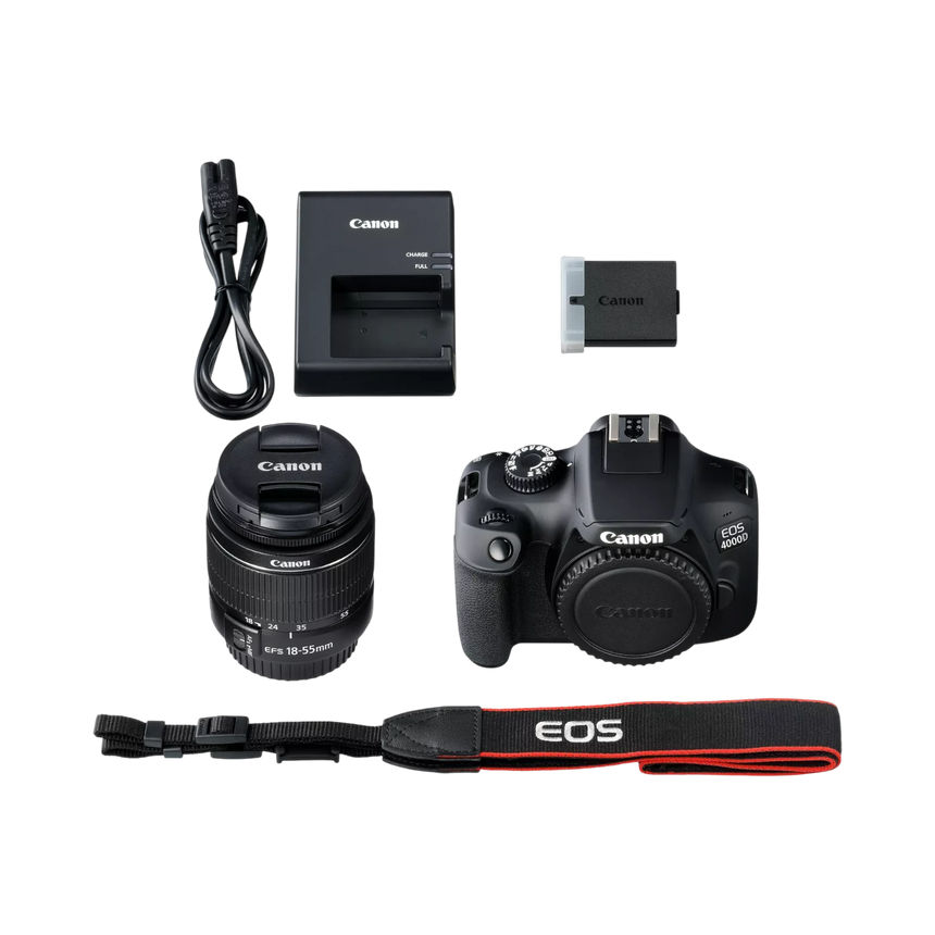 Canon EOS 4000D/Rebel T100 18.0MP Digital DSLR Camera with 18-55mm EF-S f/3.5-5.6 Lens — Being Shipped