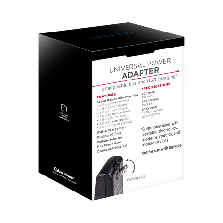 CyberPower 1300 mAh Universal Power Adapter and 2.1A USB Charger — Being Shipped