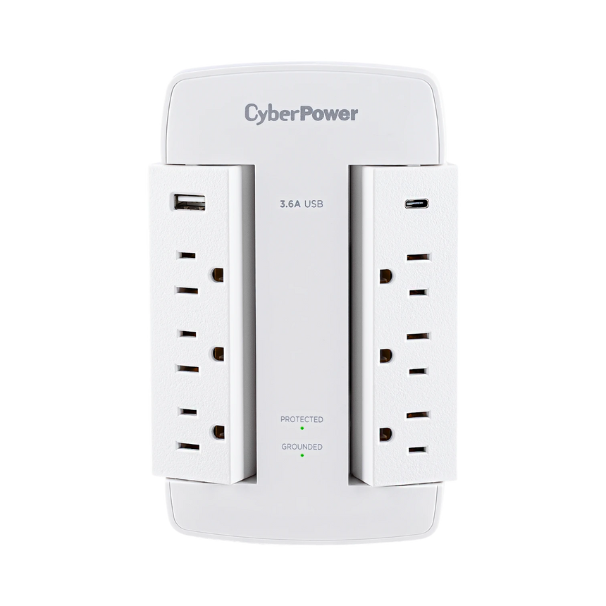 CyberPower CSP600WSURC5 6-Outlet Home/Office Surge Protector with USB Type-C (125V) — Being Shipped