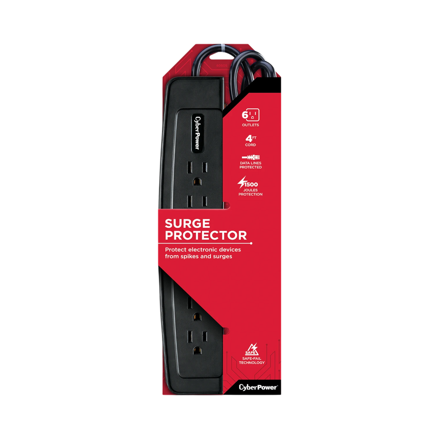 CyberPower 120V 6-Outlet Home/Office Surge Protector on 4' Power Cord — Being Shipped