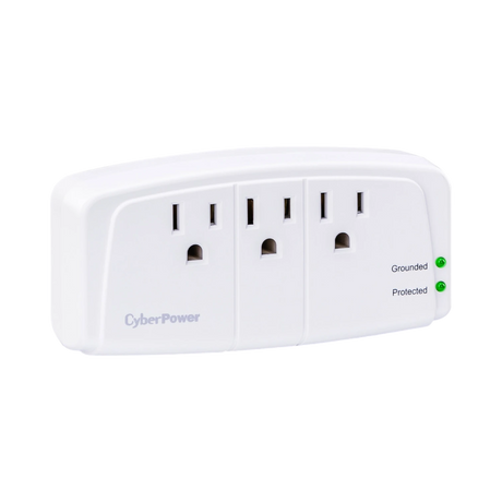 CyberPower Essential 3-Outlet Wall Tap Surge Protector (900 J, White) — Being Shipped