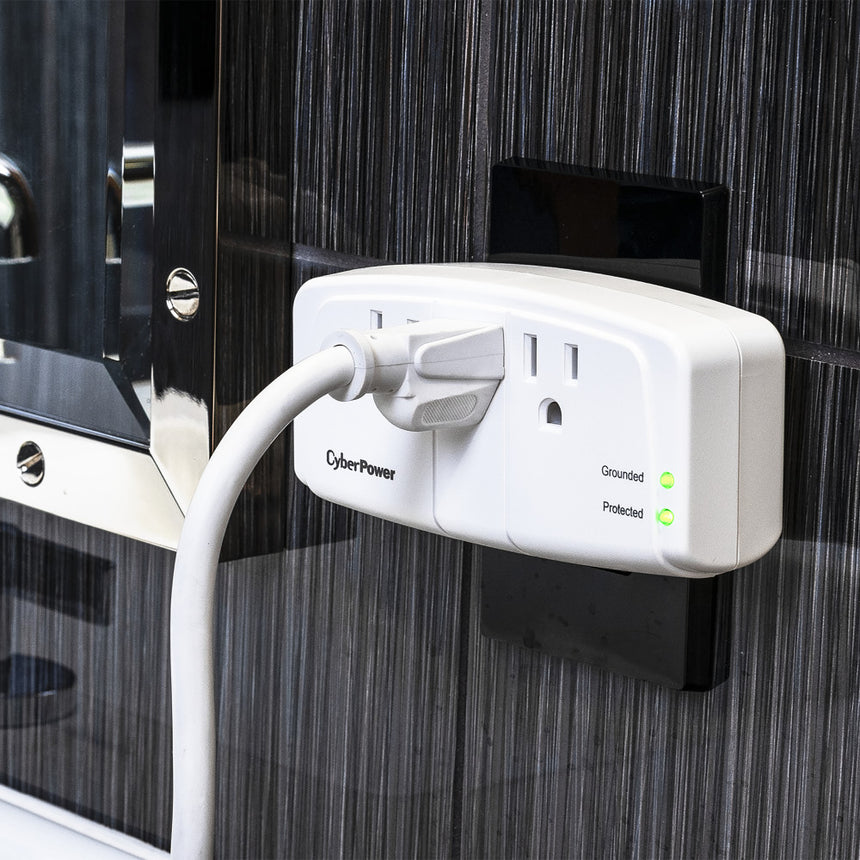 CyberPower Essential 3-Outlet Wall Tap Surge Protector (900 J, White) — Being Shipped