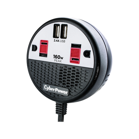 CyberPower 160W Car Power Inverter with 2 Outlets & 2 USB ports (Black/Red) — Being Shipped