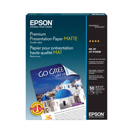 Epson Premium Presentation Paper Matte Double-Sided (8.5 x 11", 50 Sheets) — Being Shipped
