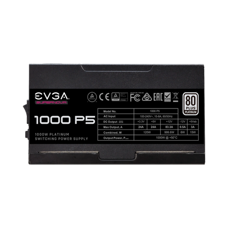 EVGA SuperNOVA 1000 P5, 80 Plus Platinum 1000W, Fully Modular, Eco Mode with FDB Fan, Power Supply — Being Shipped