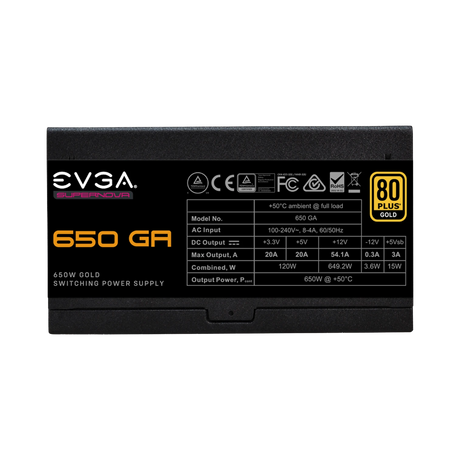 EVGA SuperNOVA 650 GA, 80 Plus Gold 650W, Fully Modular, Eco Mode, Compact 150mm Size, Power Supply — Being Shipped