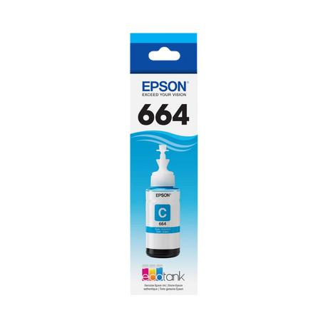 Epson T664 Cyan Ink Bottle with Sensormatic (70mL) — Being Shipped