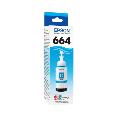 Epson T664 Cyan Ink Bottle with Sensormatic (70mL) — Being Shipped