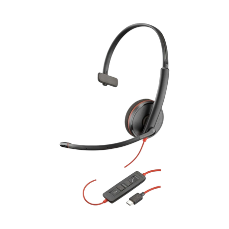 Poly Blackwire 3210 Monaural USB-C Headset with USB-C/A Adapter — Being Shipped