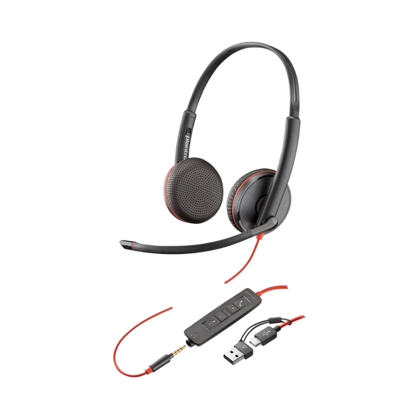 Poly Blackwire 3225 Stereo USB-C Headset + 3.5mm Plug + USB-C/A Adapter — Being Shipped