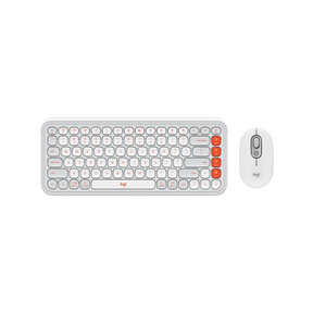 Logitech POP ICON Wireless Keyboard & Mouse Combo (Off-White & Orange) — Being Shipped