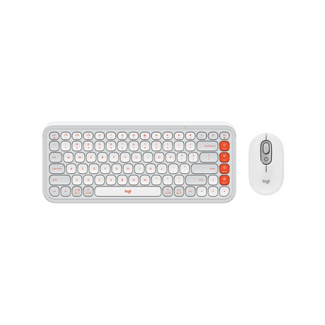 Logitech POP ICON Wireless Keyboard & Mouse Combo (Off-White & Orange) — Being Shipped