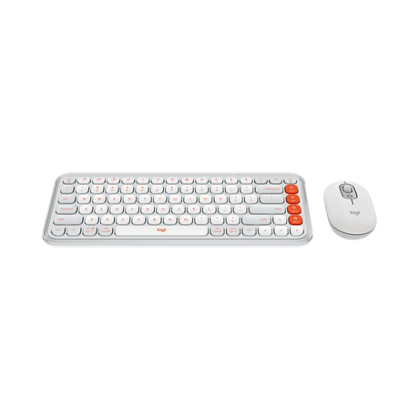 Logitech POP ICON Wireless Keyboard & Mouse Combo (Off-White & Orange) — Being Shipped