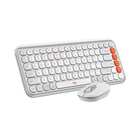 Logitech POP ICON Wireless Keyboard & Mouse Combo (Off-White & Orange) — Being Shipped