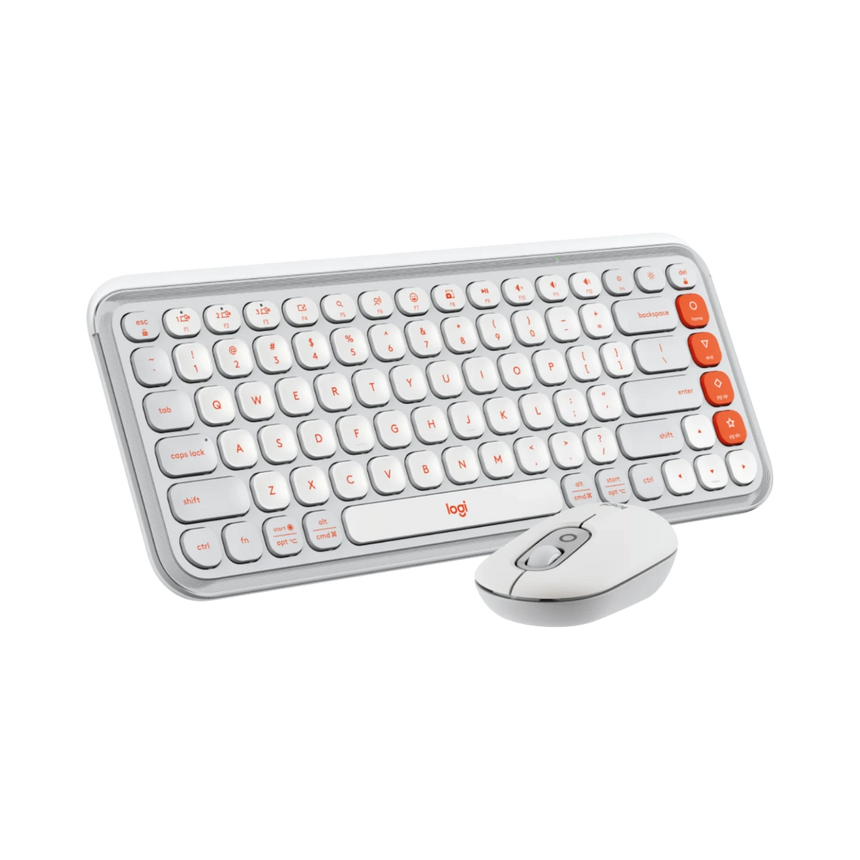 Logitech POP ICON Wireless Keyboard & Mouse Combo (Off-White & Orange) — Being Shipped