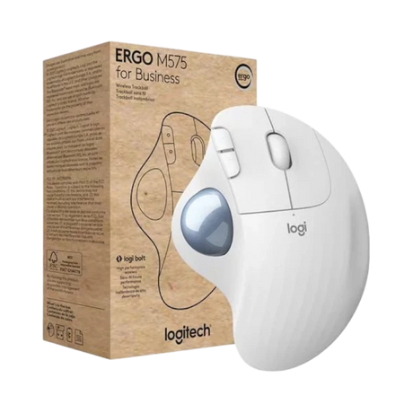 Logitech Ergo M575 Wireless Trackball Mouse for Business (White) — Being Shipped