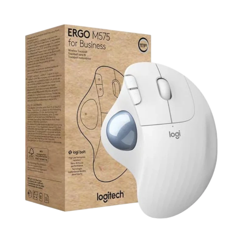 Logitech Ergo M575 Wireless Trackball Mouse for Business (White) — Being Shipped