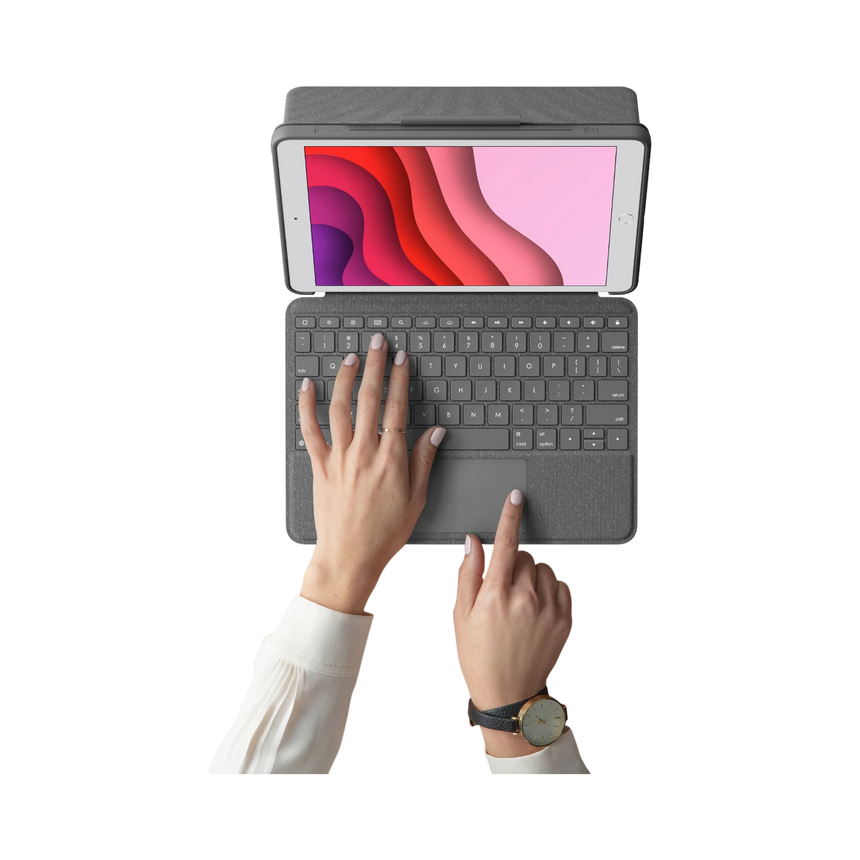 Logitech Combo Touch Backlit Keyboard Case for Apple iPad (Gen 7 to 9) (Graphite) — Being Shipped
