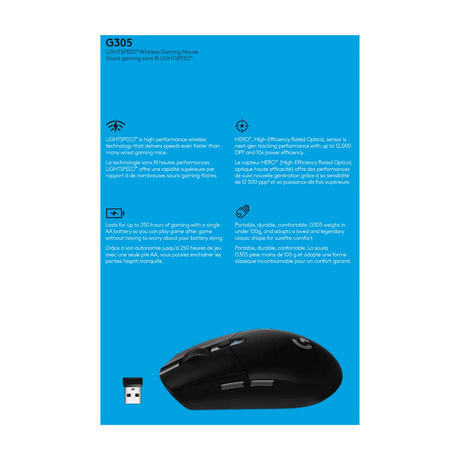 Logitech G G305 LIGHTSPEED Wireless Mouse (Black) — Being Shipped