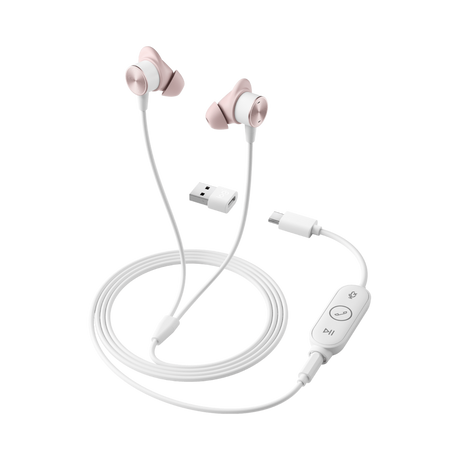 Logitech Zone Wired Binaural Earbuds (Rose) — Being Shipped