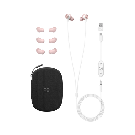 Logitech Zone Wired Binaural Earbuds (Rose) — Being Shipped