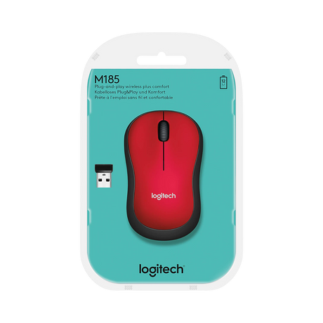 Logitech M185 Wireless Ambidextrous Optical Mouse (Red) — Being Shipped