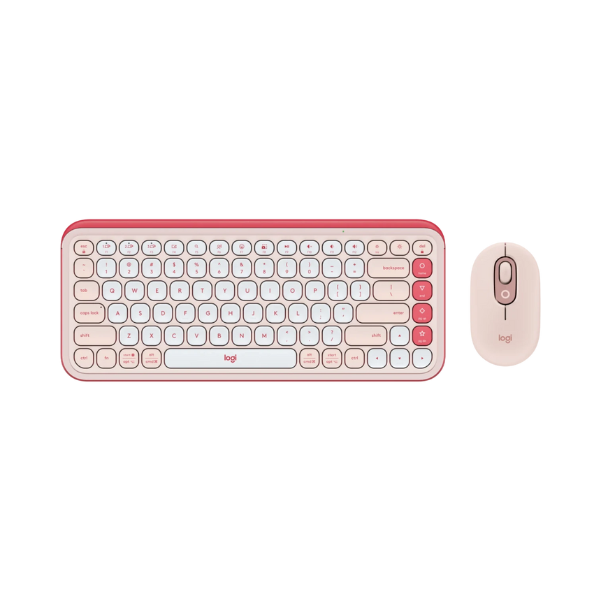 Logitech POP ICON Wireless Keyboard & Mouse Combo (Rose & Off-White) — Being Shipped