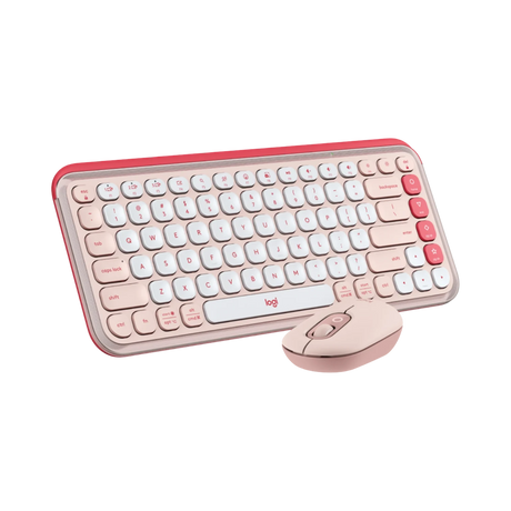 Logitech POP ICON Wireless Keyboard & Mouse Combo (Rose & Off-White) — Being Shipped