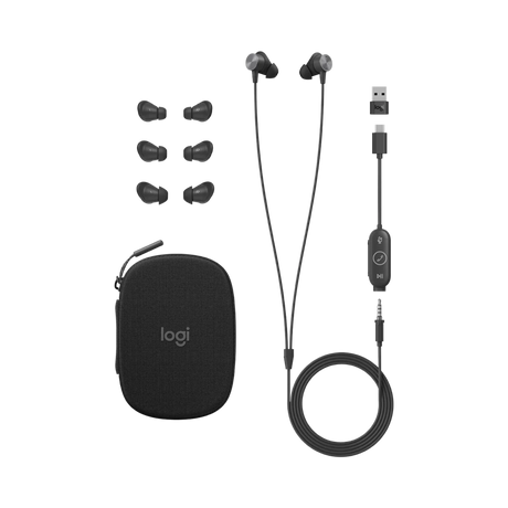 Logitech Zone Wired Earbuds Stereo Headset (Graphite) — Being Shipped