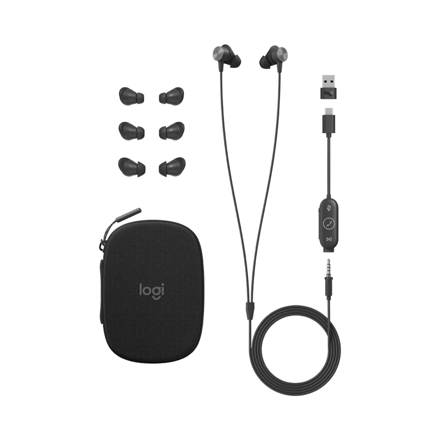 Logitech Zone Wired Earbuds Stereo Headset (Graphite) — Being Shipped
