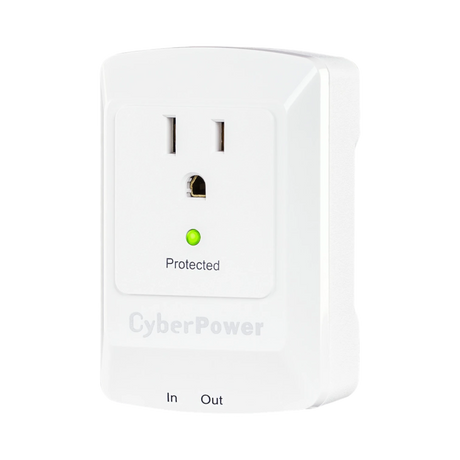 CyberPower CSP100TW Single Outlet Wall-Tap Surge Protector with Fax & Data Protection — Being Shipped