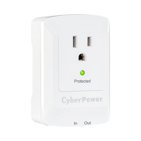 CyberPower CSP100TW Single Outlet Wall-Tap Surge Protector with Fax & Data Protection — Being Shipped
