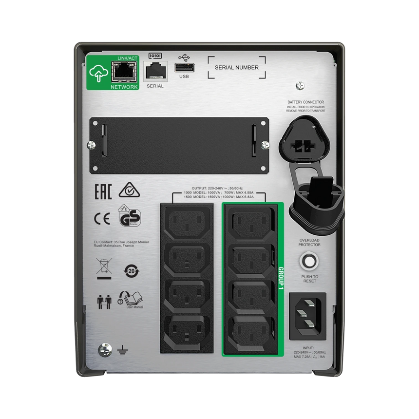 APC Smart-UPS, Line Interactive, 1500VA, Tower, 230V, 8x IEC C13 outlets, SmartConnect Port+SmartSlot, AVR, LCD — Being Shipped