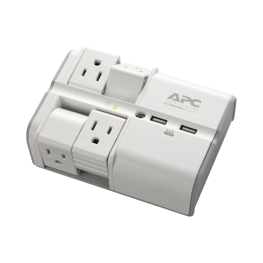 APC Essential SurgeArrest Rotating 4-Outlet Wall Tap with USB Charger (White) — Being Shipped