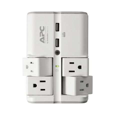 APC Essential SurgeArrest Rotating 4-Outlet Wall Tap with USB Charger (White) — Being Shipped