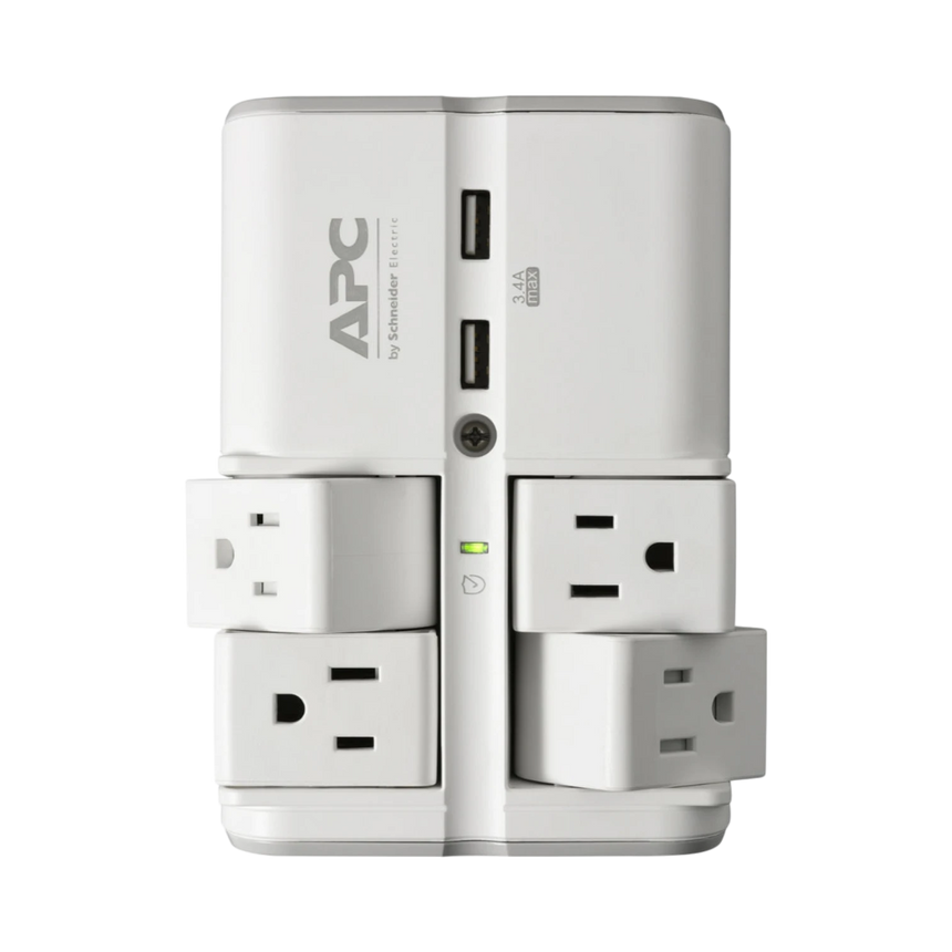 APC Essential SurgeArrest Rotating 4-Outlet Wall Tap with USB Charger (White) — Being Shipped