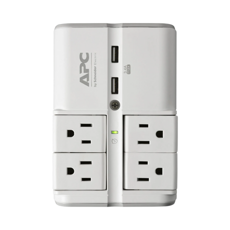 APC Essential SurgeArrest Rotating 4-Outlet Wall Tap with USB Charger (White) — Being Shipped