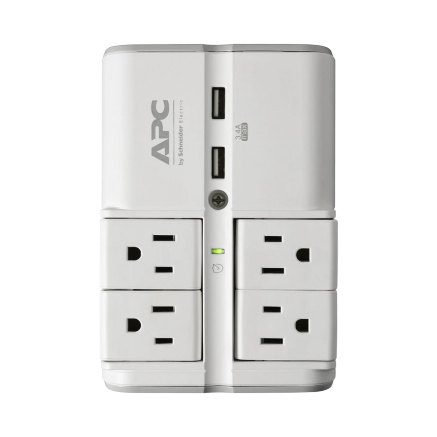 APC Essential SurgeArrest Rotating 4-Outlet Wall Tap with USB Charger (White) — Being Shipped