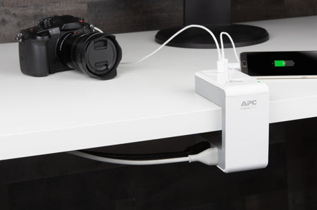 APC Essential SurgeArrest 6-Outlet Surge Protector with USB Type-A & C Ports (120V, White) — Being Shipped