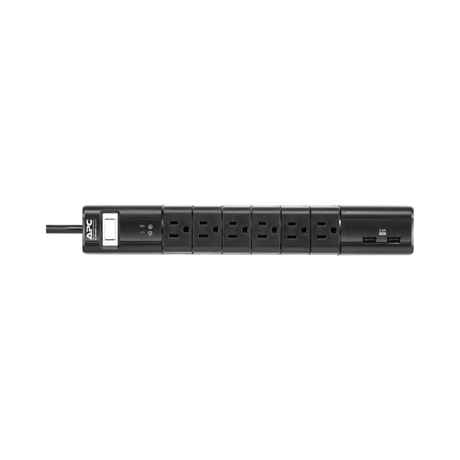 APC Essential SurgeArrest Rotating 6-Outlet Surge Protector with 5V 3.4A USB Ports (Black, 120V) — Being Shipped