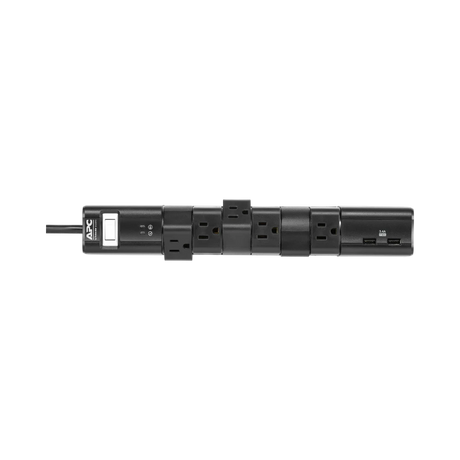APC Essential SurgeArrest Rotating 6-Outlet Surge Protector with 5V 3.4A USB Ports (Black, 120V) — Being Shipped