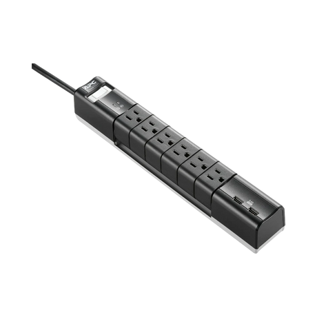 APC Essential SurgeArrest Rotating 6-Outlet Surge Protector with 5V 3.4A USB Ports (Black, 120V) — Being Shipped