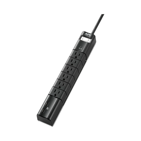 APC Essential SurgeArrest Rotating 6-Outlet Surge Protector with 5V 3.4A USB Ports (Black, 120V) — Being Shipped