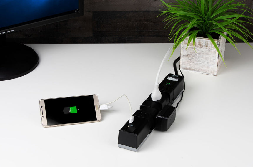 APC Essential SurgeArrest Rotating 6-Outlet Surge Protector with 5V 3.4A USB Ports (Black, 120V) — Being Shipped