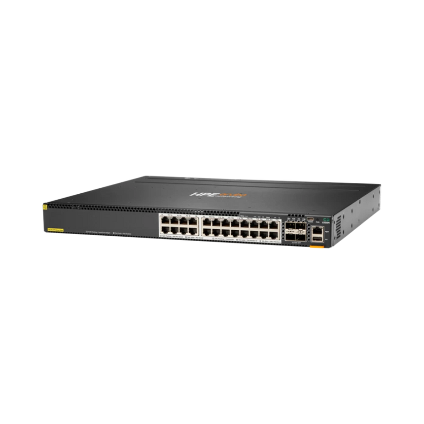 Aruba Networking CX 6300M 24-port HPE Smart Rate 1/2.5/5GbE Class 6 PoE and 4-port SFP56 Switch — Being Shipped