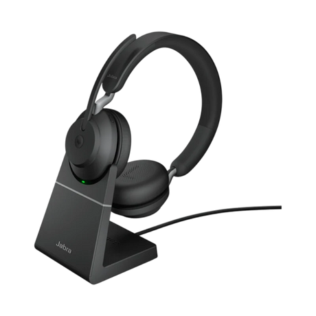 Jabra Evolve2 65 Stereo Wireless On-Ear Headset with Stand (Unified Communication, USB Type-A, Black) — Being Shipped