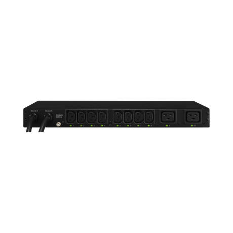 CyberPower Switched ATS PDU(20A)16A 200-240V/50-60HZ/2x NEMA L6-20P Plugs/10 IEC-320R(8-C13/2-C19)1 RU/10'Cord — Being Shipped